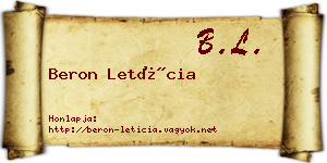 Beron Letícia névjegykártya